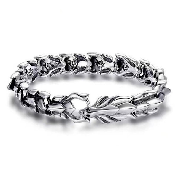 Vintage Punk Armbånd til Mænd i Rustfrit Stål med Drageskællinkæde - Mode Street Culture