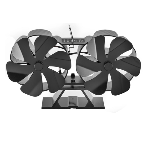 Dual Heat Stove Fan Dual Head 12 Blades Heat Self Powered Stove