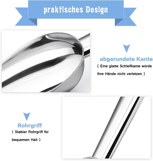Ice Machine Scoop, Durable Stainless Steel Material with Ergonomic Handle, Premium U-Shaped Bowl, Versatile with Smooth Edges[TT]