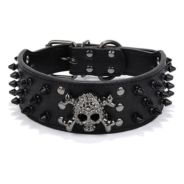 Berry Spike Läder Hundhalsband - 3 Rader Bullet Nitar Nitar PU Läder - Cool Skelett husdjurstillbehör