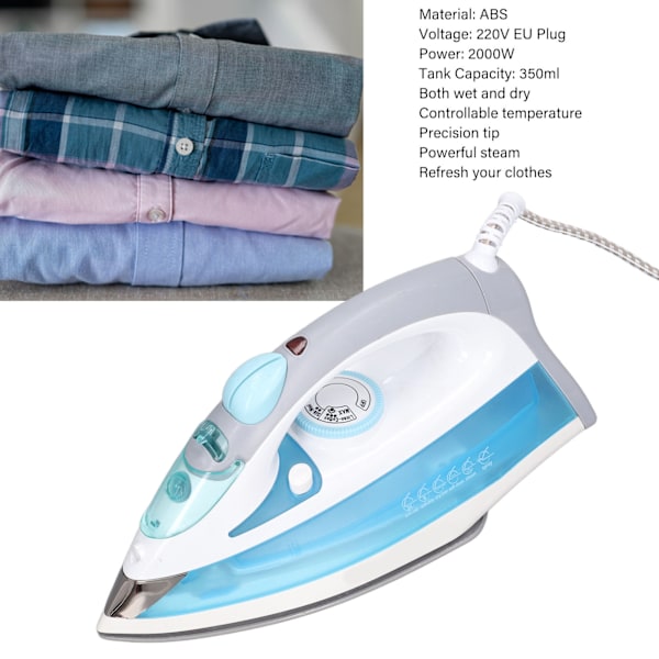 2000W Dampstrygejern Tøj Dampstrygejern Til Tøj 350ml Vandtank Tør & Fugtig Præcis Spids EU Stik 220V