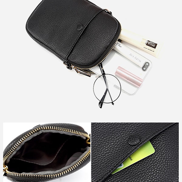 Crossbodyväska för kvinnor, axelväska i läder, mobiltelefonväska, liten crossbody, justerbar axelrem, mobilväska, plånbok, handväska för kvinnor