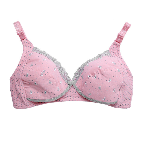 Butterfly Lace Bryststøtte med Knappestolpe uten Underwire for Ammende Mødre (Rosa 75)