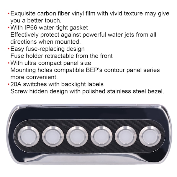 12V 20A Karbonfiberbryter IP66 Panel Trykknapp Blå Rød LED Modifisering for Yacht RV