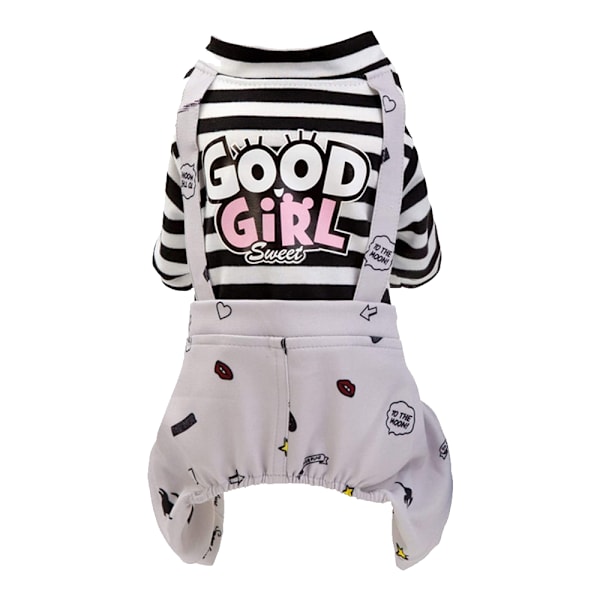 Hundeklær Stripete Onesie Valpe Skjorte, Søt Hund Pyjamas Bodysuit Frakk Jumpsuit Overalls Myk Komfort