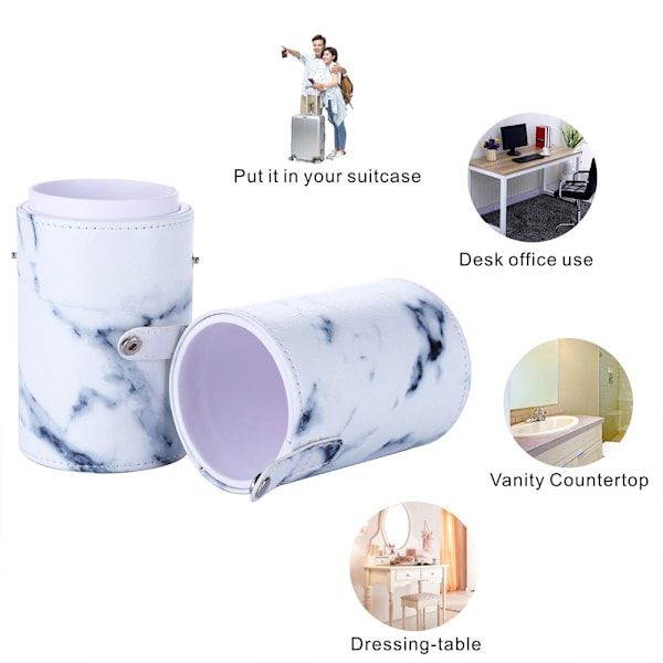 Bærbar Make Up Penselholder, Kosmetik Pensel Spand Opbevaring Cylinder PU Læder Kosmetik Make Up Kop Organizer til Skrivebord og Rejse