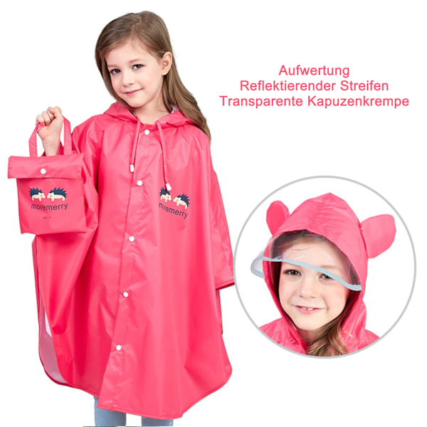 Rain Poncho Kids Rain Cape Girls Pojkar 100 % regntät Bärbar hopfällbar regnjacka Barn Regn Poncho Cykel med förvaringsväska Regnjacka Barn Vattentät