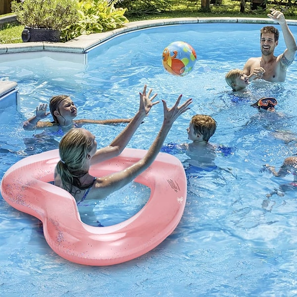 Uppblåsbara Badringar, Hjärtformade Pool Float Loungers, Vattenkul Lekgrejer för Barn och Vuxna