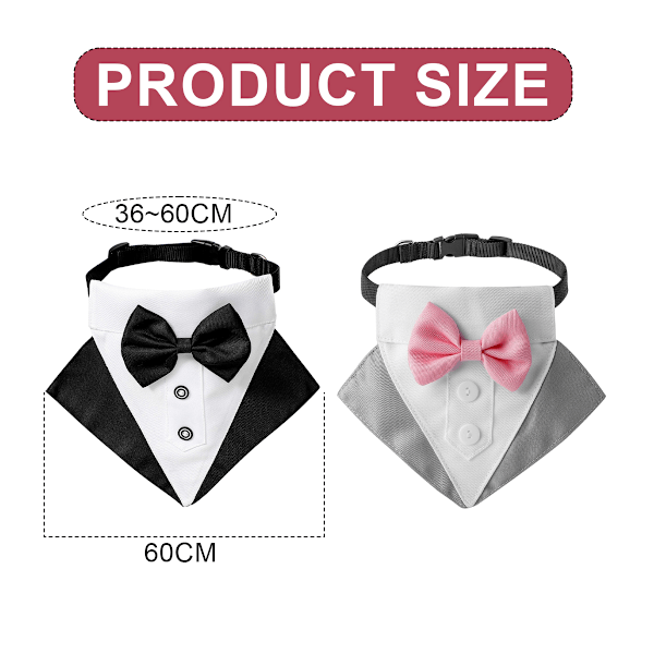 2 kpl Muodollinen Koiran Smoking Takki Hää Koiran Bandana Kaulus Koiran Kaulus Perhosen Solmion Säädettävä Koiran Perhosen Solmion Kaulus Bandana