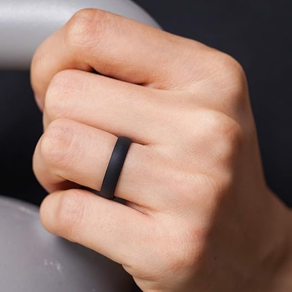Silikonring til mænd, åndbar med luftstrømsriller - 8 mm bred - 2,5 mm tyk silikone vielsesring
