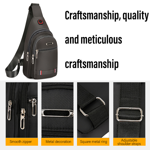Herrar En-axlad Messenger Bag Casual Enkel Diagonal Väska Bröst Diagonal Ryggsäck