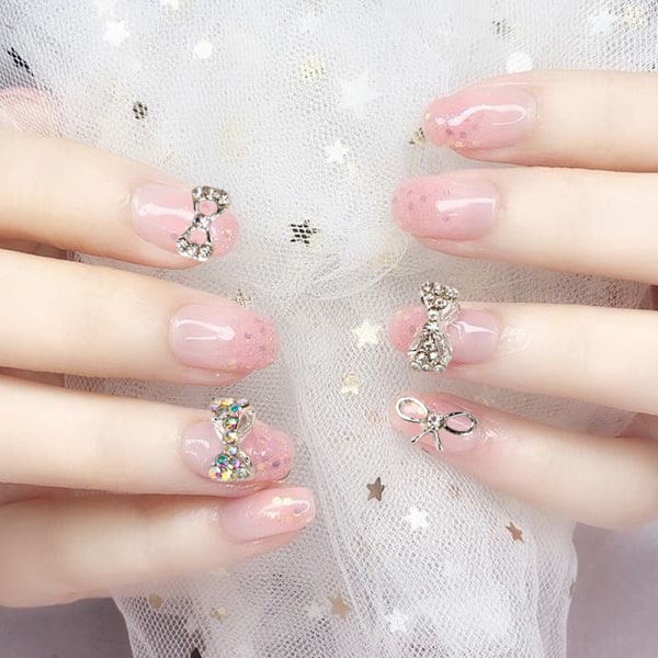 40 st Bowknot Nail Alloy Rhinestones för naglar Slips Nagelkristaller Naglar Juveler Rhinestones Nagelkonst Stenar Set
