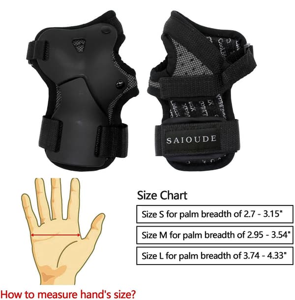 Shockproof Wrist Guards for Men and Women, Black, 1 Pair Protective[TT]