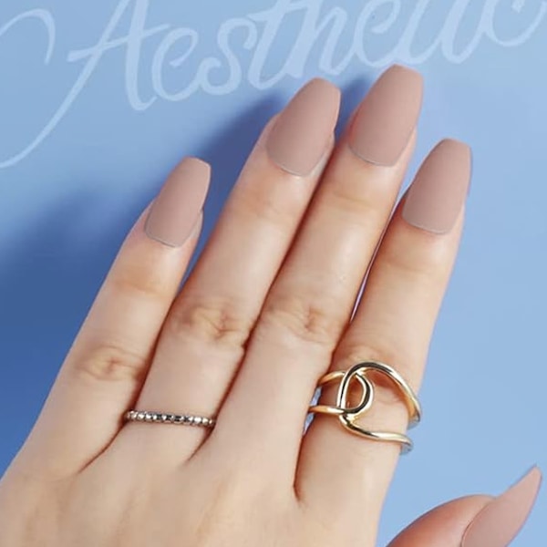 15-pack (360 st) matta nagelpressar, medium längd, ballerina kista akryl korta falska naglar för nagelkonst DIY