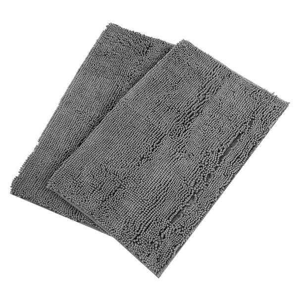 2 st Chenille Halkskyddande Vattenabsorberande Halkskyddande Matta Badrum Vardagsrum (Mörkgrå)