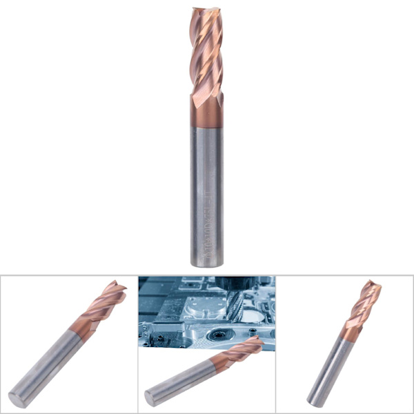 End Mill Bronze Nano-belagt 55HRC 4 Skær Tungsten Stål Fræser 10x3Cx10Dx75L (1 stk)