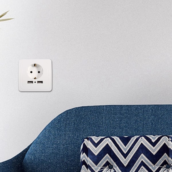 1 stk. Dobbelt USB-port vægkontaktlader AC Strømkontakt Udtag Plade Panel Station
