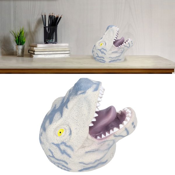 Dinosaurie Handdocka Realistisk Mjuk Halloween Tyrannosaurus Rollspel Leksak för Barn Grå
