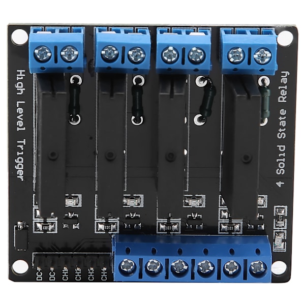 4-kanals Solid State Relämodul DC‑AC 5V Hög Nivå Trigger med Säkring 2A