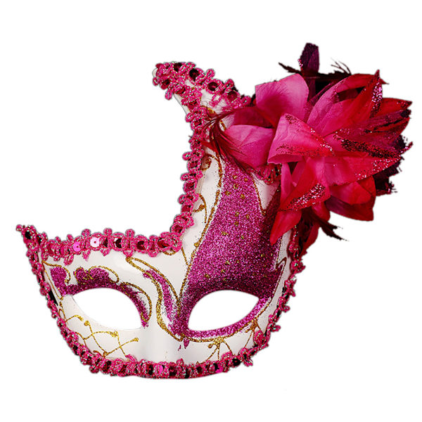 Återanvändbar Halvmåneformad Halloween-Mask i Plast för Barn och Vuxna Dekoration (Roseröd)
