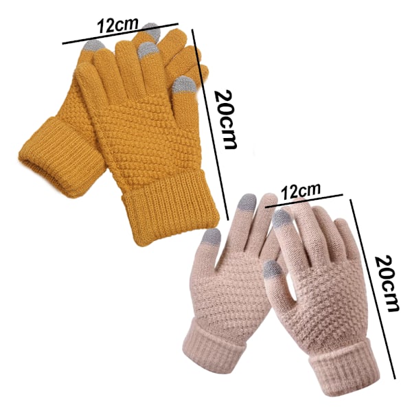 Vinter Touchscreen-Vantar, Varma Stickade Vantar med Elastisk Manschett, Vintervantar