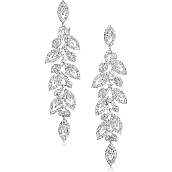 Bryllups-Chandelier-Ørepynt, Krystall-Rhinestone-Dråpe-Hengende Ørepynt for Kvinner Bruder