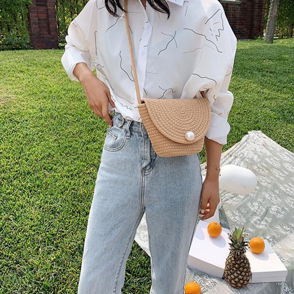 Flettet Clutch Taske Halm Pung Til Piger Sommer Strand Crossbody Håndtasker