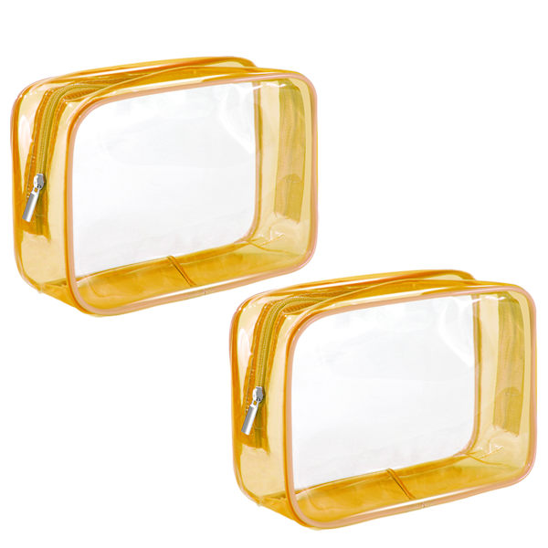 Transparent Sminkväskor, 2-pack Toalettsaker Väskor i 2 Storlekar Transparenta Toalettsaker Väskor för Resor, Transparent Kosmetisk Väska Flygplats Handbagage Transparent Godkänd Väska