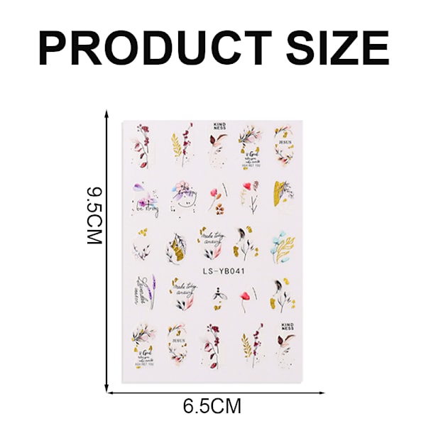 8 st Nagelstickers vår små färska blommor fjäril förgylld urholkad blad Nageldekorationstillbehör