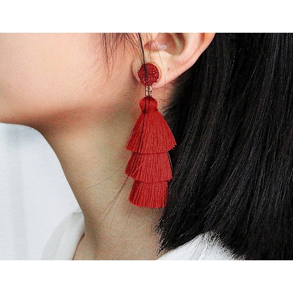 Fargerike Lagdelte Tassel Ørepynt Bohemisk Lagdelt Tassel Stud Dangle Drop Ørepynt for Tenåringsjenter Bursdag Jul Venner Gave