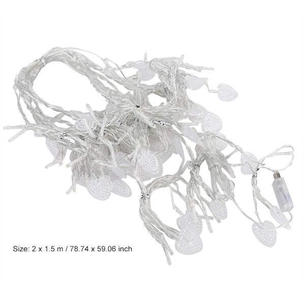 2 x 1.5m 124 LED Fönstergardin Fairy Lights för Sovrum Trädgård Fest Jul Varmvit