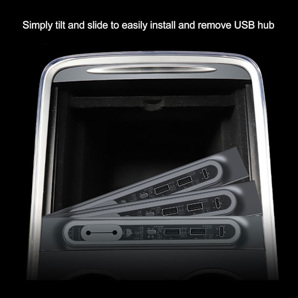 Midterkonsollen USB Hub Docking Station Multi Port Udskiftning til Tesla Model 3 Y 2021‑2023