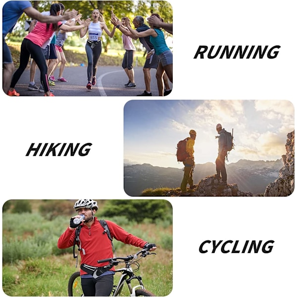 Löparmidjeväsk med vattenflaskhållare för kvinnor och män för träning, promenader, cykling, jogging