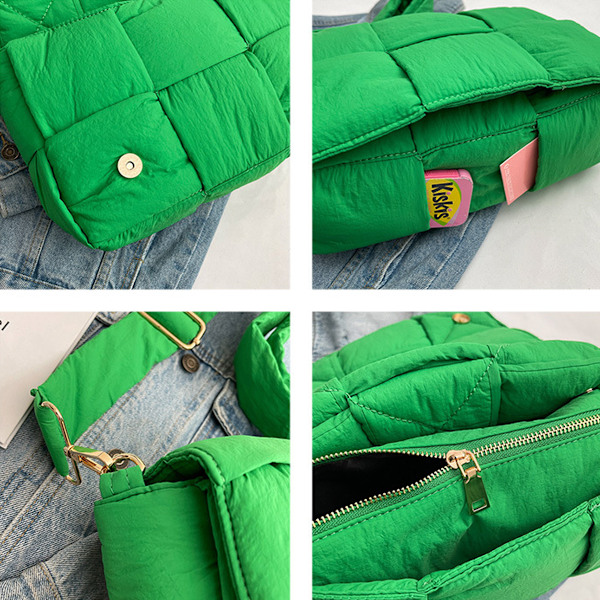 Quiltad Tote Bag för Kvinnor Puffer Bag Quiltad Väska Puffer Axelväska Nylon Vadderad Vävd Handväska Designer Crossbody Dupes Kvinnor Dun Plånbok