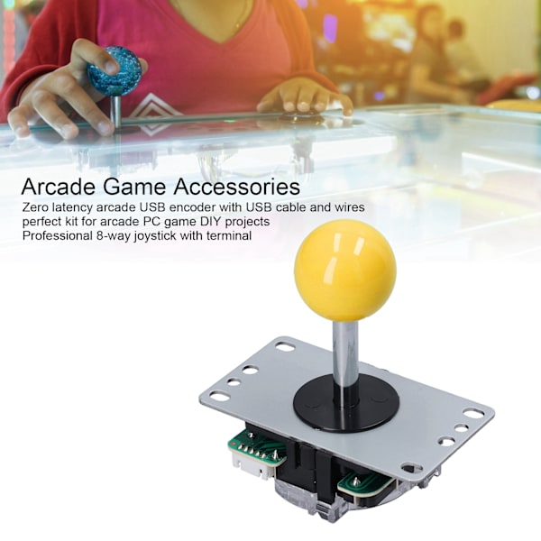 QM070901 Arcade-spel Joystick-kit Zero Delay Arcade-spel DIY-kitdelar med Encoder-kort 10 knappar Joystick för MAMEGul
