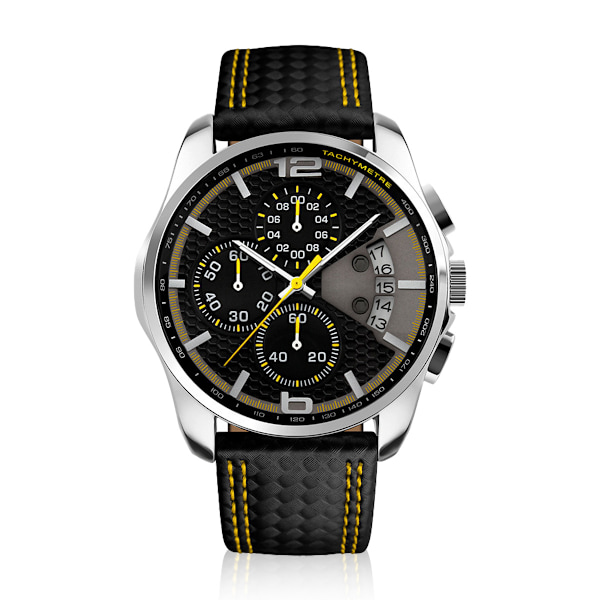 Herrar Klockor Läderband Sport Mode Klänning Casual Analog Kvarts Chronograph Fader Presenter Armbandsur, Urtavla diameter 46mm