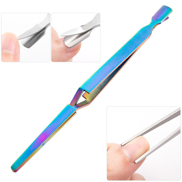 2 stycken nagelklämverktyg Nagelbands-pusher Formnings-pincett Multifunktionell nagelkonst-klämma för manikyr