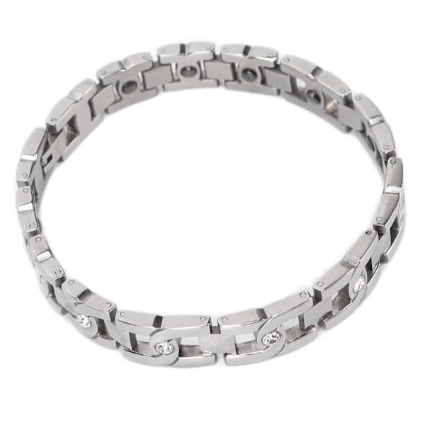 Dam Magnetterapi Armband med Rhinestones Smärtlindring Titanstål Magnetiskt Armband