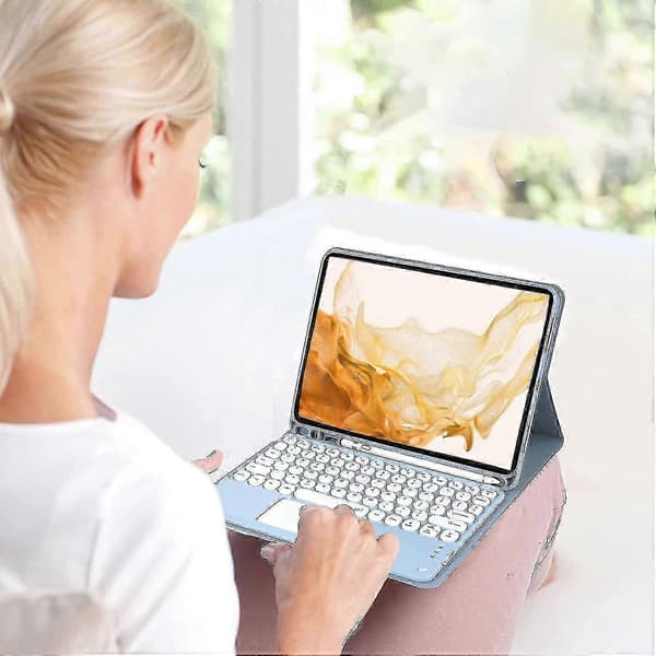 Backlit Keyboard Case for Galaxy Tab A8 10.5 inch 2022, Detachable Wireless Keyboard with Touchpad and Mouse, 7 Colors Backlight Green