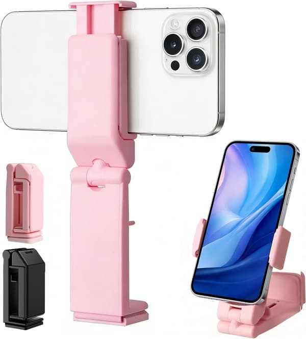 Telefonholder Sammenklappelig Tablet Stand 360° Rotation Bakke Bordmontering Sort Pink 2-pak [Ho][TT]