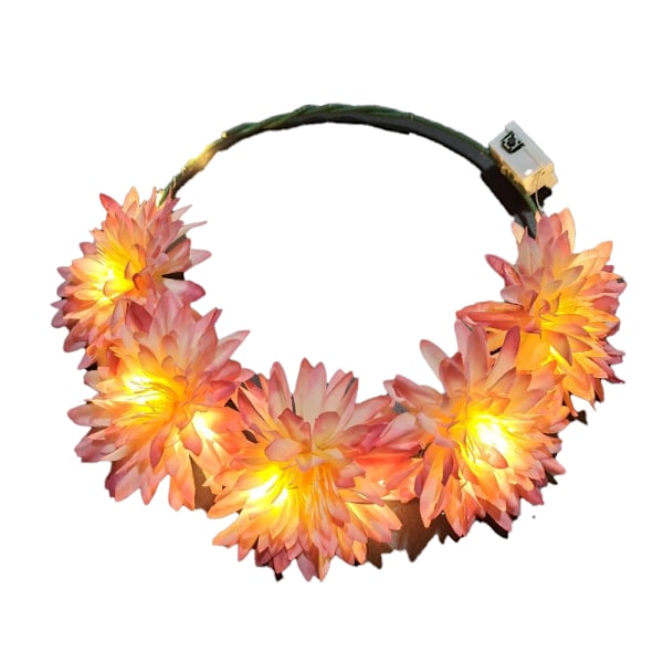 LED Blomsterkrans, Blomsterkrans Pandebånd Lysende Led Blomsterhovedbeklædning Blomsterhovedbeklædning