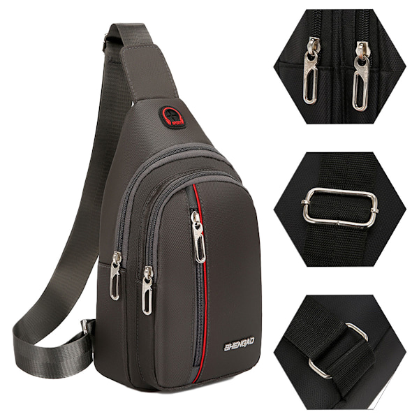 Crossbody taske, brystskulder rejsetaske, afslappet dagstaske, mænd og kvinder, med hovedtelefonstik, vandtæt