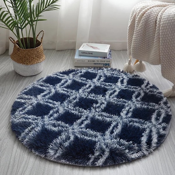 Rund fluffig matta för barn flickrum, 60 cm fluffig cirkelmatta för tonåringars sovrum, plysch luddig matta söt barnkammarematta$Mjuk rund fluffig sovrum