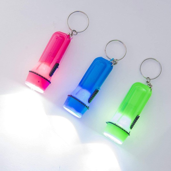 Mini ficklampa nyckelring - 12-pack - Blandade färger, Grön,