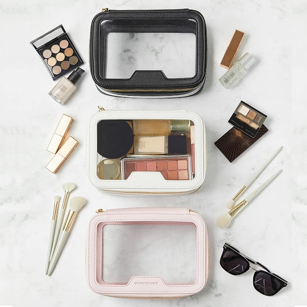 Klar Makeuptaske Toilettaske Multifunktionel Rejsetaske Makeuptogkasse Bærbar Kosmetik Organizer Transparent Opbevaringstaske Hvid