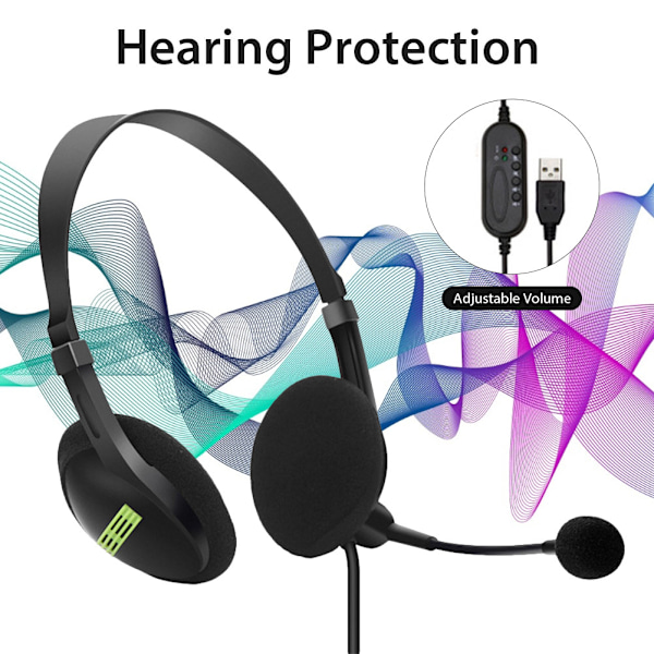 Øretelefon Gaming Headset med Mikrofon USB Hovedtelefon Med Mikrofon til Videospil Ledningsført Øretelefon
