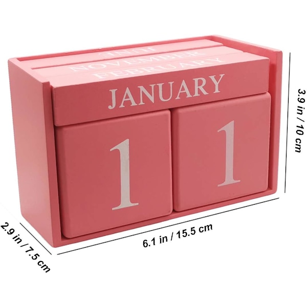 Träkalender med block - Evig blockmånadsskärm för hemmet eller kontoret, 6,1 x 3,9 x 2,9 tum$Kalenderblock - Trä, Evig