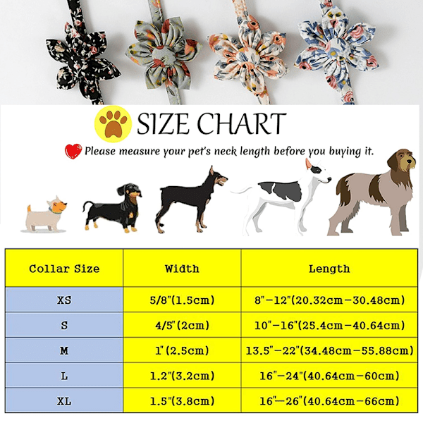 Justerbar Hundekrave med Blomstgave til Små, Mellemstore og Store Hunde