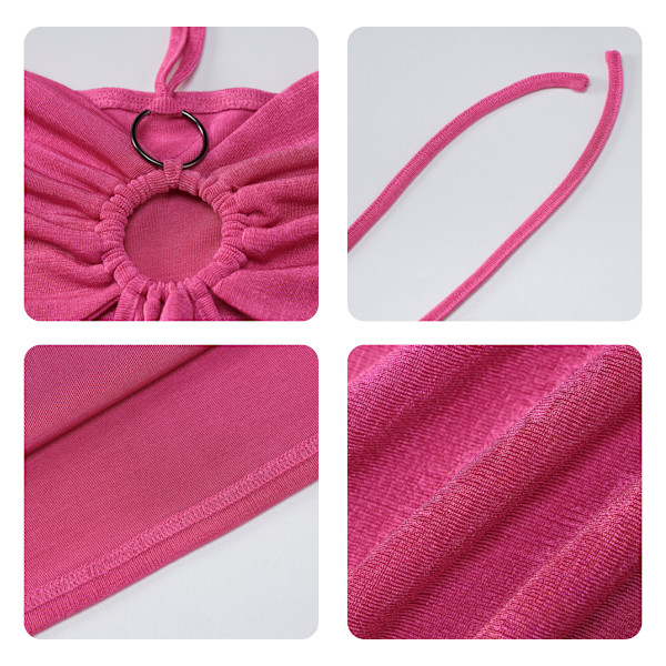 Kvindes Halter Neck Mini Tube Kjole Spaghetti Strop Kjole Sexy Æstetisk Kort Kjole