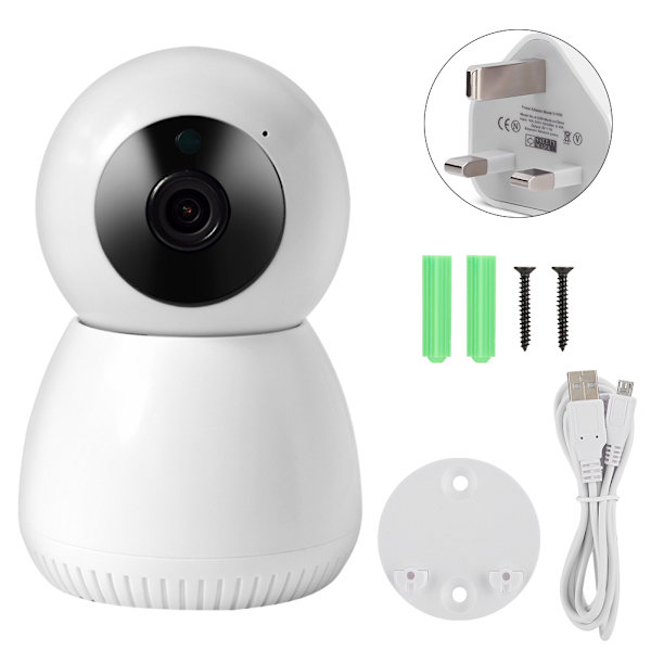 WiFi 1080P HD-kamera Nattseende 2-vägs Intercom Kamera Hemövervakningssystem Fungerar med Tuya 100-240VUK-kontakt
